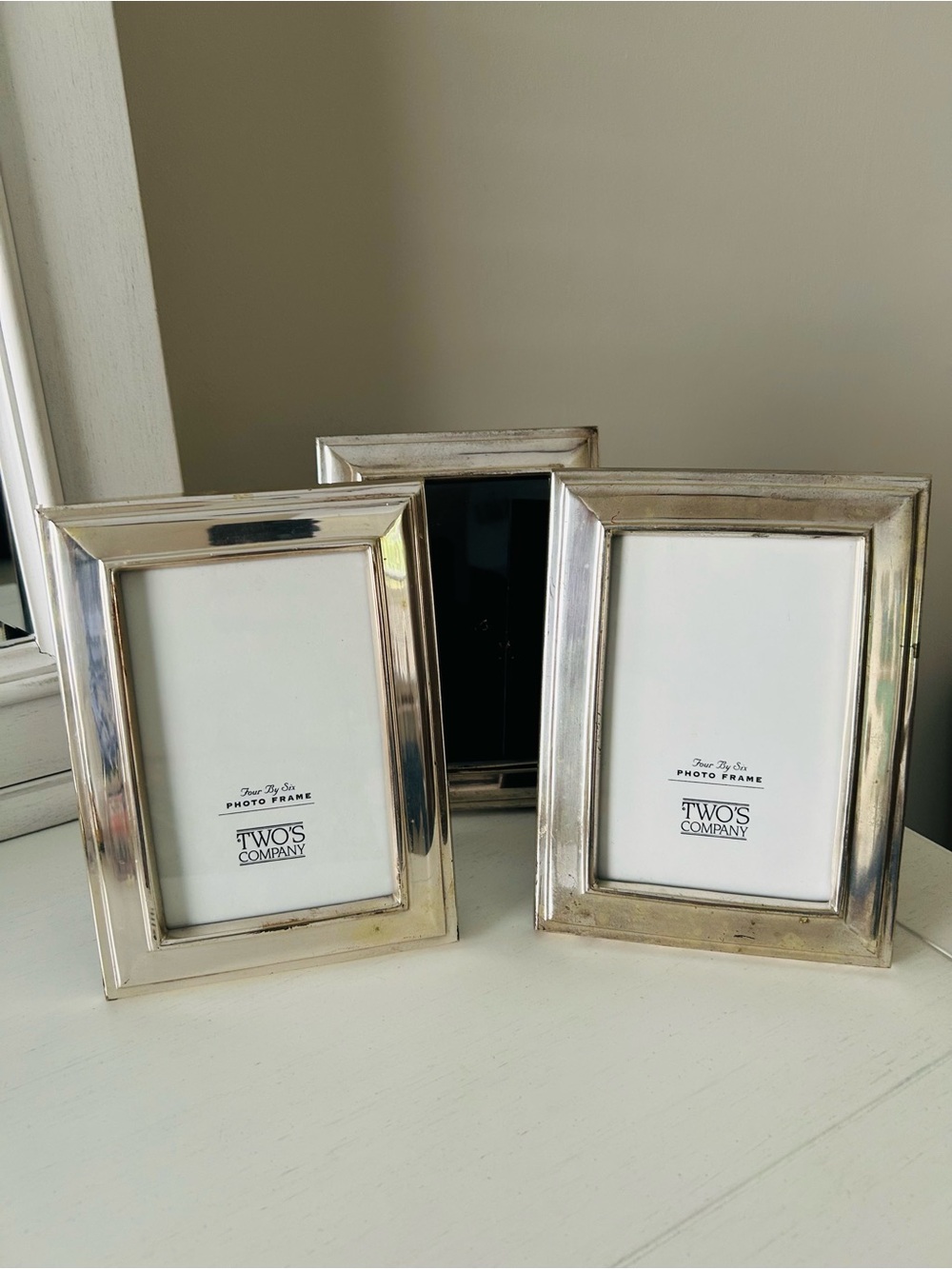 Two's Company Silver Photo Frames set of 3- Classic Silver Finish Heavyweight